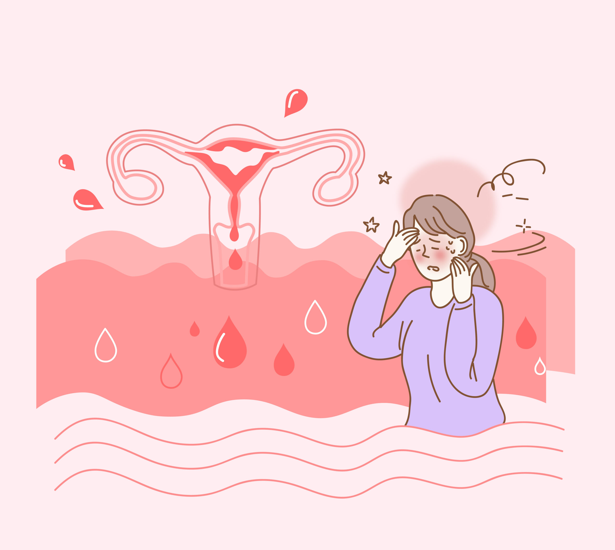 자궁 통증 일러스트